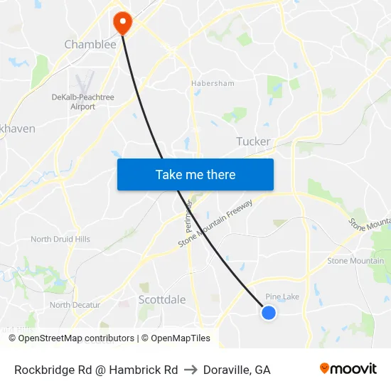 Rockbridge Rd @ Hambrick Rd to Doraville, GA map