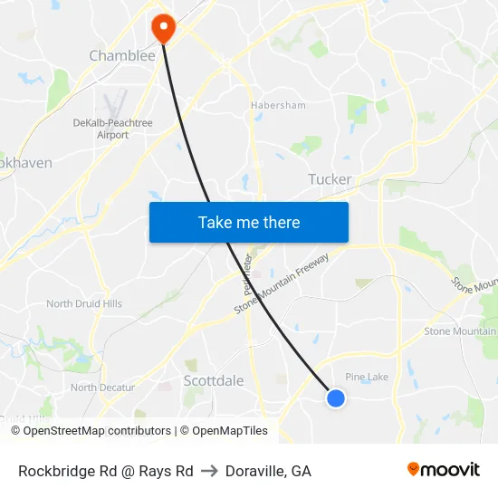 Rockbridge Rd @ Rays Rd to Doraville, GA map