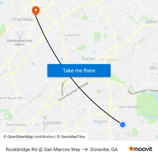 Rockbridge Rd @ San Marcos Way to Doraville, GA map