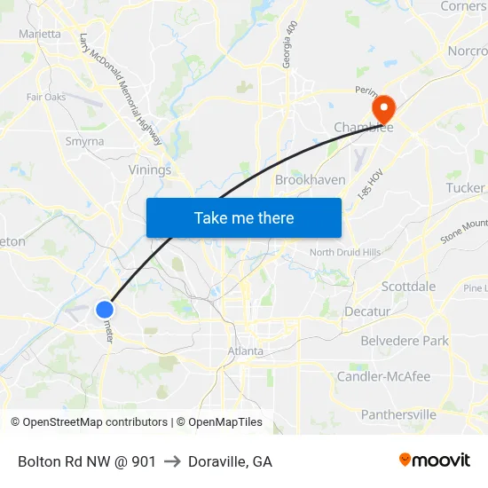 Bolton Rd NW @ 901 to Doraville, GA map