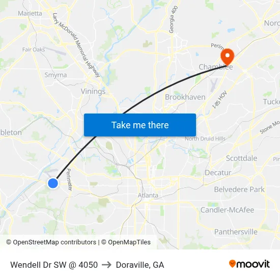 Wendell Dr SW @ 4050 to Doraville, GA map