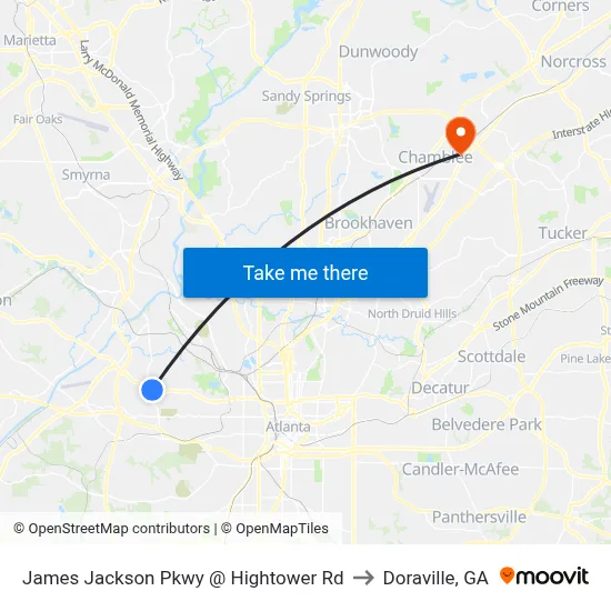 James Jackson Pkwy @ Hightower Rd to Doraville, GA map