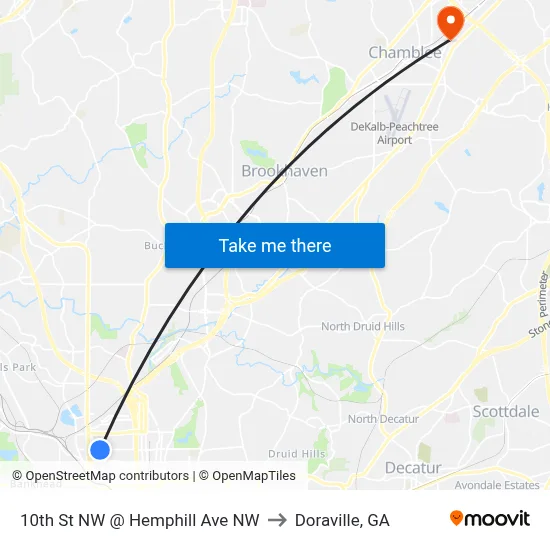 10th St NW @ Hemphill Ave NW to Doraville, GA map