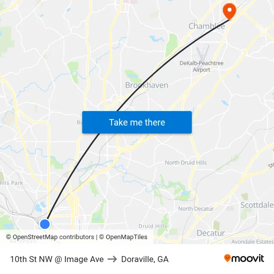10th St NW @ Image Ave to Doraville, GA map