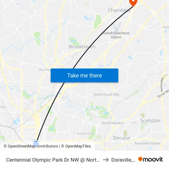 Centennial Olympic Park Dr NW @ North Ave NW to Doraville, GA map