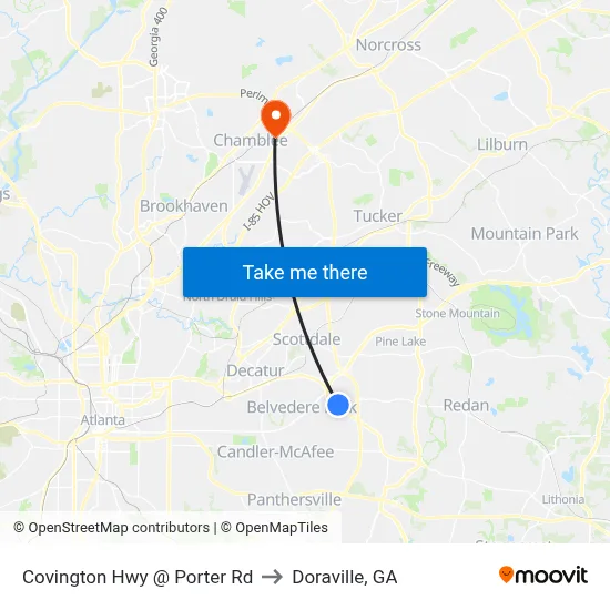 Covington Hwy @ Porter Rd to Doraville, GA map