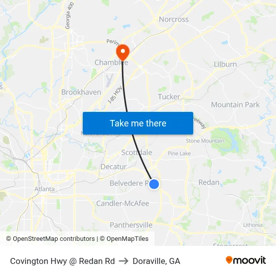Covington Hwy @ Redan Rd to Doraville, GA map
