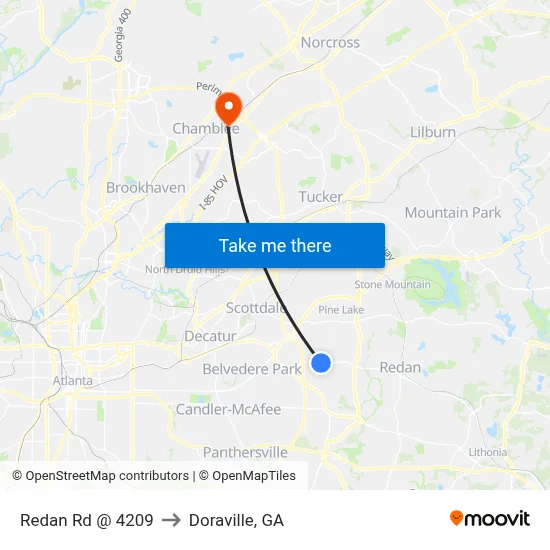 Redan Rd @ 4209 to Doraville, GA map
