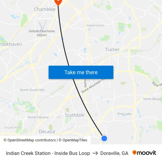 Indian Creek Station - Inside Bus Loop to Doraville, GA map