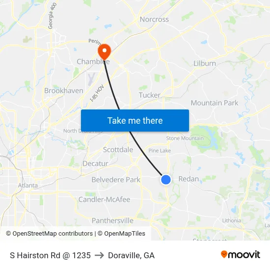 S Hairston Rd @ 1235 to Doraville, GA map