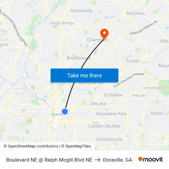 Boulevard NE @ Ralph Mcgill Blvd NE to Doraville, GA map
