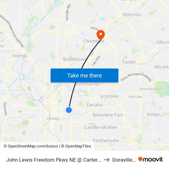 John Lewis Freedom Pkwy NE @ Carter Center Entr to Doraville, GA map