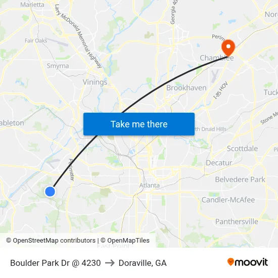 Boulder Park Dr @ 4230 to Doraville, GA map