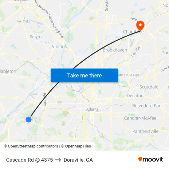 Cascade Rd @ 4375 to Doraville, GA map