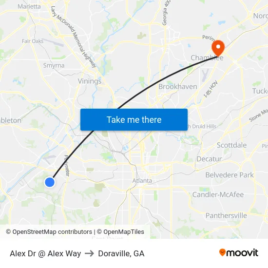Alex Dr @ Alex Way to Doraville, GA map