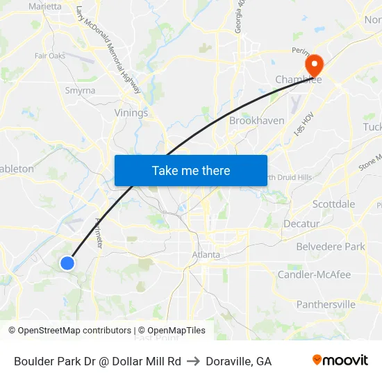 Boulder Park Dr @ Dollar Mill Rd to Doraville, GA map