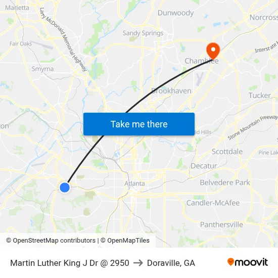 Martin Luther King J Dr @ 2950 to Doraville, GA map