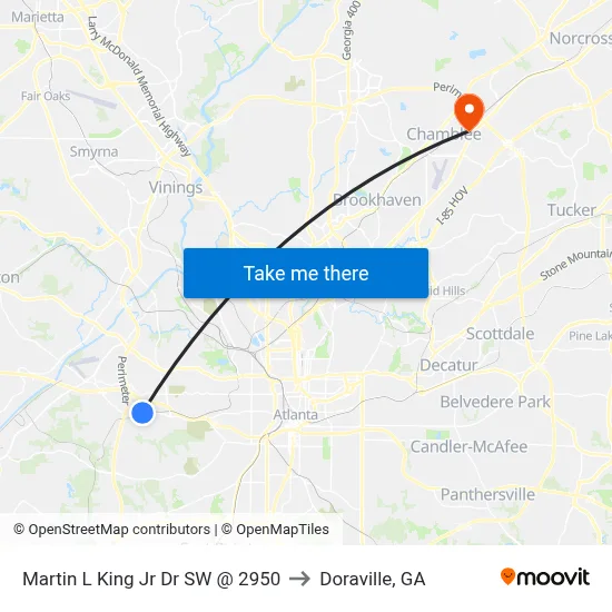 Martin L King Jr Dr SW @ 2950 to Doraville, GA map