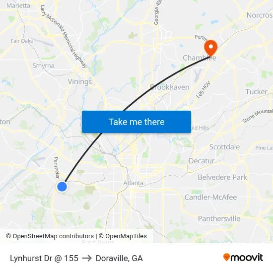 Lynhurst Dr @ 155 to Doraville, GA map