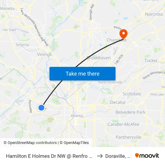 Hamilton E Holmes Dr NW @ Renfro Dr N to Doraville, GA map