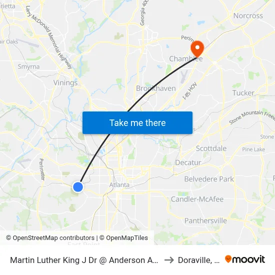 Martin Luther King J Dr @ Anderson Ave SW to Doraville, GA map