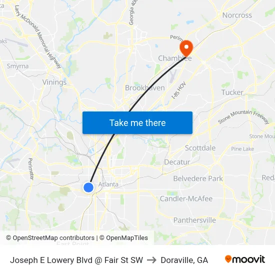 Joseph E Lowery Blvd @ Fair St SW to Doraville, GA map