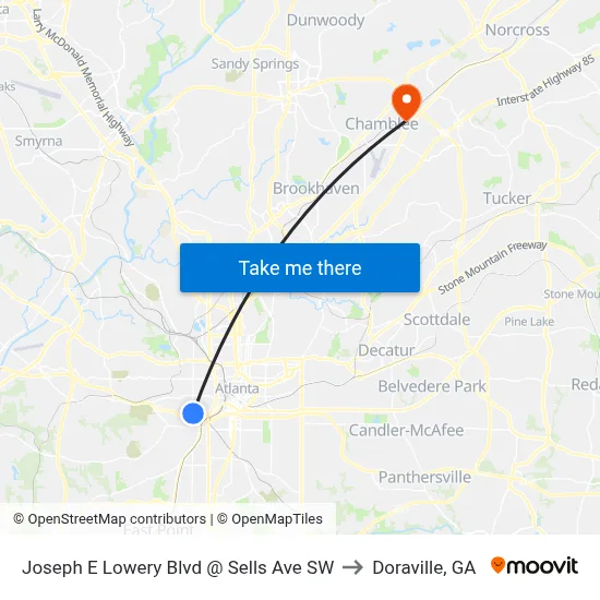 Joseph E Lowery Blvd @ Sells Ave SW to Doraville, GA map