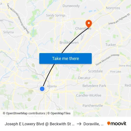 Joseph E Lowery Blvd @ Beckwith St SW to Doraville, GA map