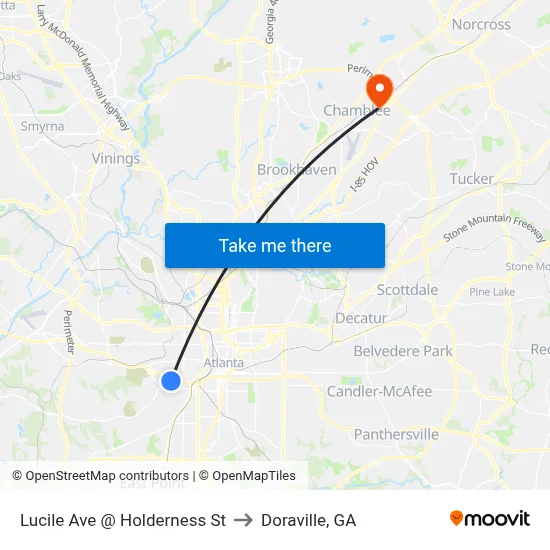 Lucile Ave @ Holderness St to Doraville, GA map