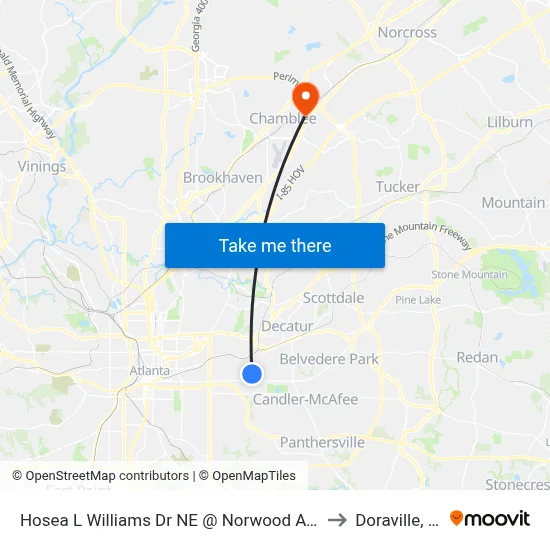 Hosea L Williams Dr NE @ Norwood Ave NE to Doraville, GA map