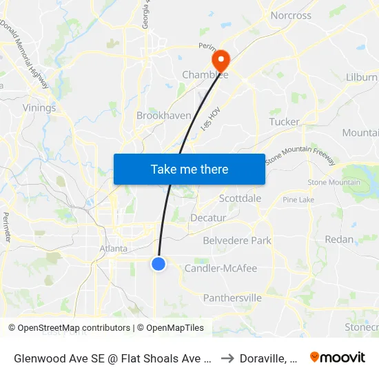 Glenwood Ave SE @ Flat Shoals Ave SE to Doraville, GA map