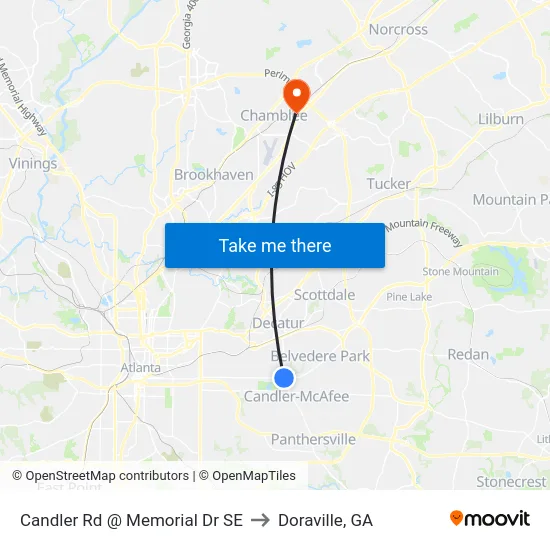 Candler Rd @ Memorial Dr SE to Doraville, GA map
