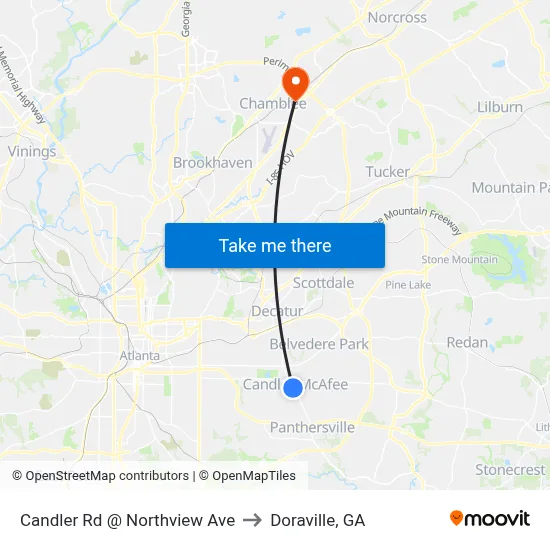 Candler Rd @ Northview Ave to Doraville, GA map