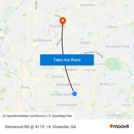 Glenwood Rd @ 4115 to Doraville, GA map