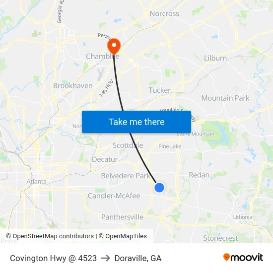Covington Hwy @ 4523 to Doraville, GA map