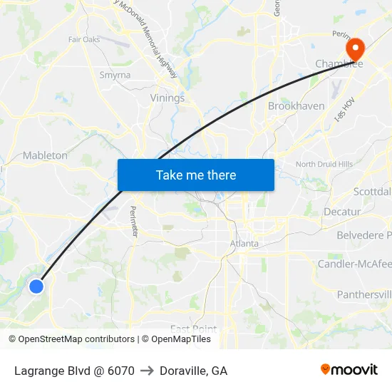 Lagrange Blvd @ 6070 to Doraville, GA map