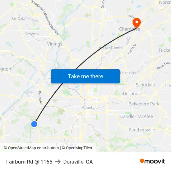 Fairburn Rd @ 1165 to Doraville, GA map