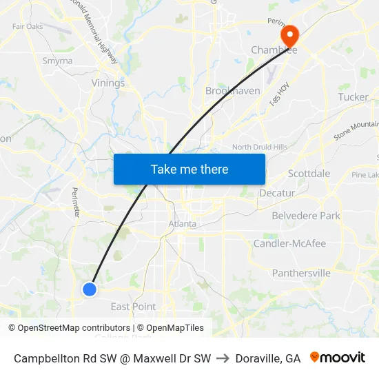 Campbellton Rd SW @ Maxwell Dr SW to Doraville, GA map