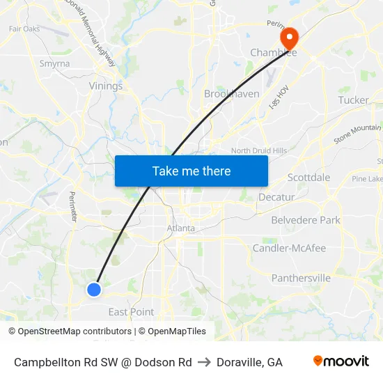 Campbellton Rd SW @ Dodson Rd to Doraville, GA map