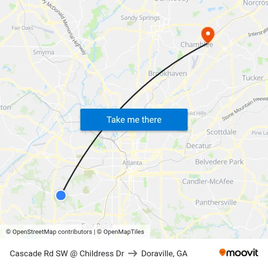 Cascade Rd SW @ Childress Dr to Doraville, GA map
