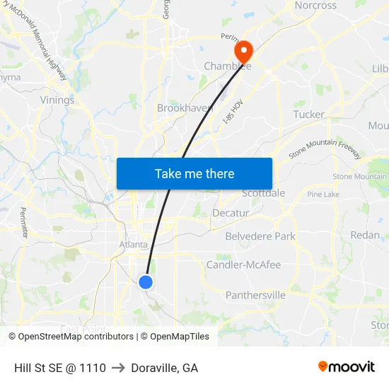 Hill St SE @ 1110 to Doraville, GA map