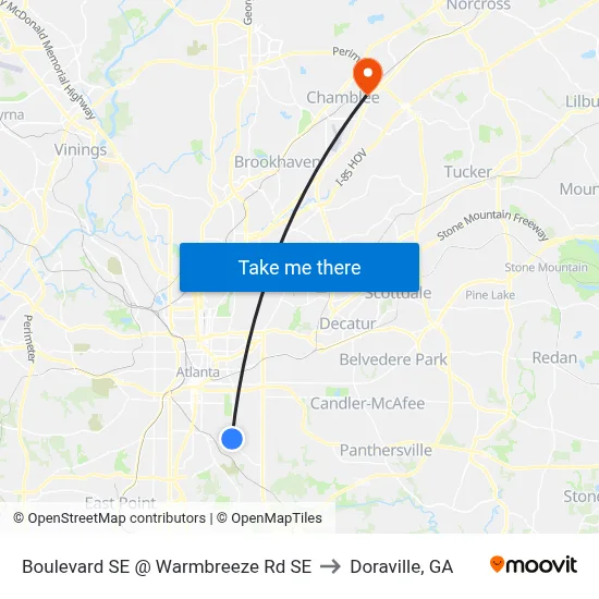 Boulevard SE @ Warmbreeze Rd SE to Doraville, GA map