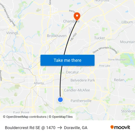 Bouldercrest Rd SE @ 1470 to Doraville, GA map
