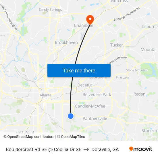Bouldercrest Rd SE @ Cecilia Dr SE to Doraville, GA map