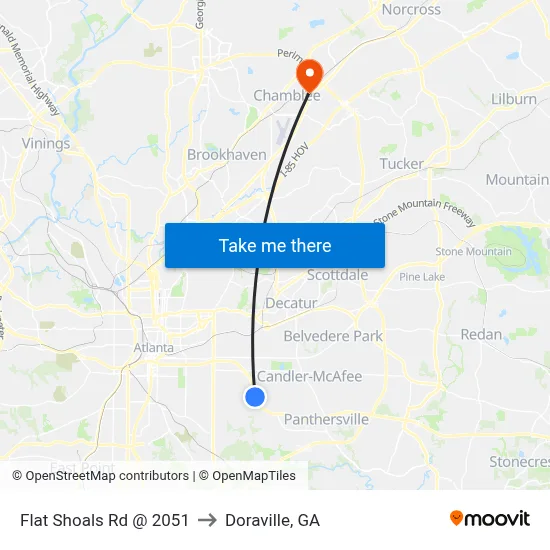 Flat Shoals Rd @ 2051 to Doraville, GA map