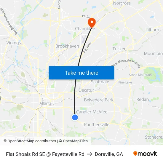 Flat Shoals Rd SE @ Fayetteville Rd to Doraville, GA map