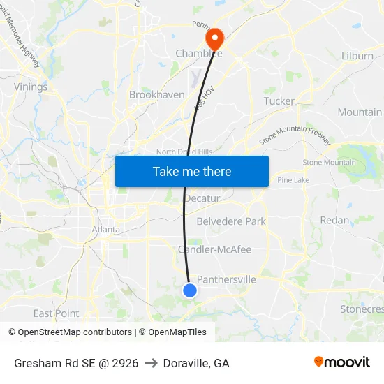 Gresham Rd SE @ 2926 to Doraville, GA map
