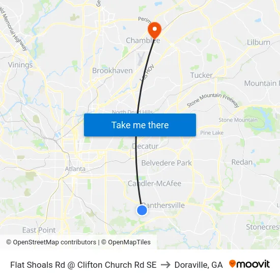 Flat Shoals Rd @ Clifton Church Rd SE to Doraville, GA map
