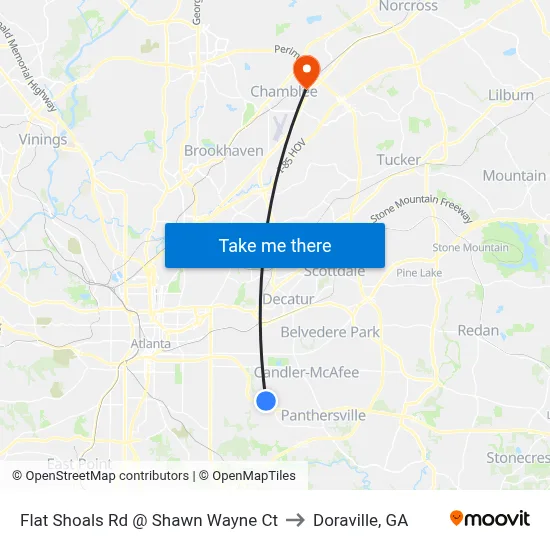 Flat Shoals Rd @ Shawn Wayne Ct to Doraville, GA map