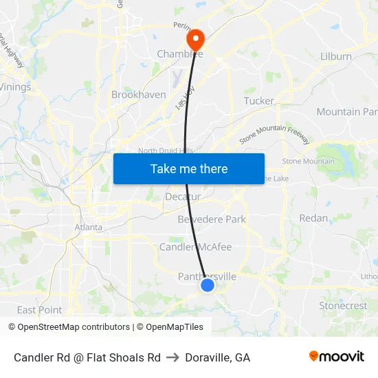 Candler Rd @ Flat Shoals Rd to Doraville, GA map